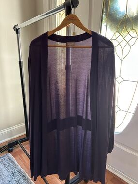 Chico's Sheer Open-Front Cardigan in Purple (Eggplant) Size 3 - XL - 16